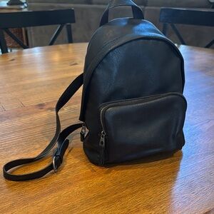 Black Leather-like  Backpack
